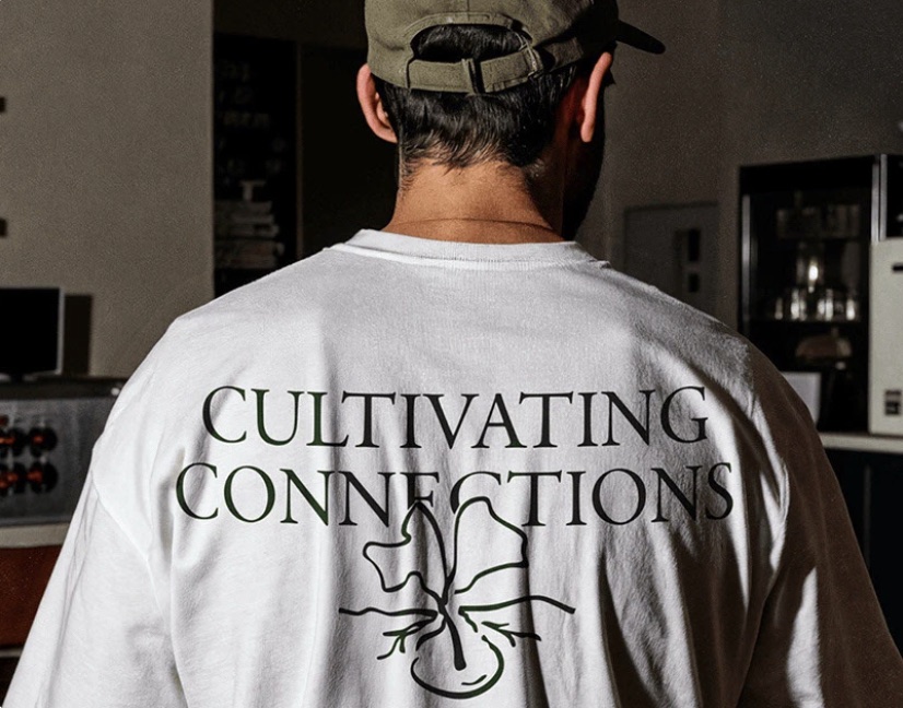 Cultivating Connections tee worn in a studio